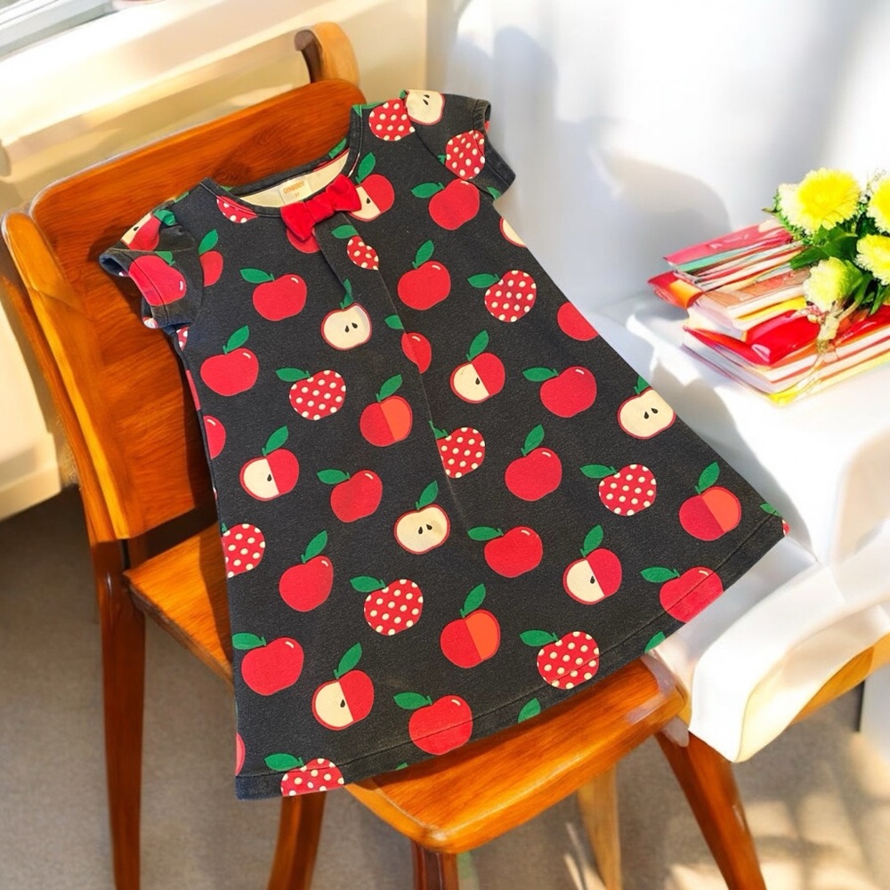 Gymboree Head of the Class Apple Print Ponte Bow Dress 3T